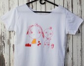 Yellow Dress Girl, children drawing fun Tshirts, naïve art on women tee shirts, artistic clothing, cool tees, mother's day Tshirt