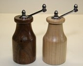Handmade Black Walnut and Maple Mini Salt & Pepper Mill Set with Chrome Plated Handles