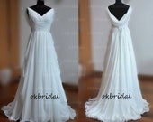 beach wedding dress, chiffon wedding dress, white wedding dress, cheap wedding dress, RE213