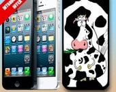 Cow Iphone 5 Phone case cover - Iphone 4 4S funny cow print cartoon hard clip on cell phone cover