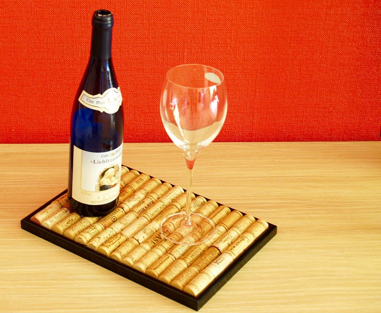 Wine Cork Trivet with Frame.Cork decor.