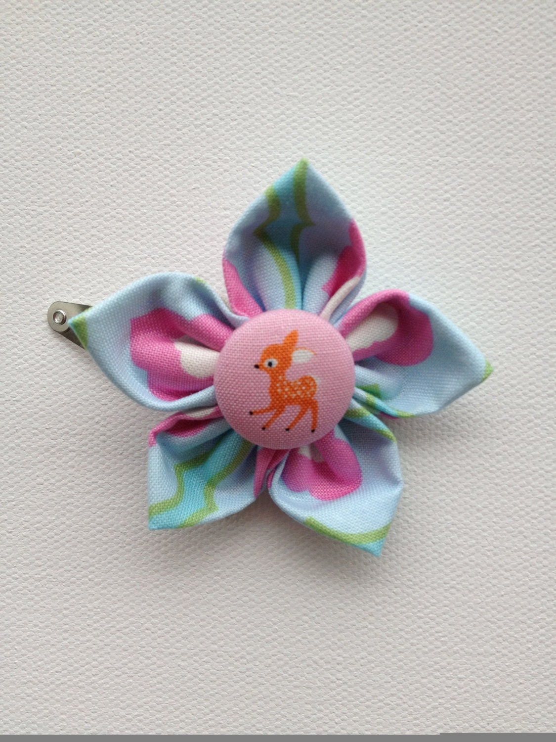 Baby Girl Snap Hair Clip - Fabric Flower, Cute Fabric Button, Baby Girl headbands, Baby hairband, Toddler Hair Clip, Spring: Ready to Ship