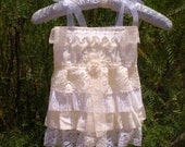 Little Girl's Shabby Chic Ruffled Lace Dress - Size 12 to 18 month - Ready to Ship - Vintage Look - Flower Girl - Boho Lace Tea Party Dress