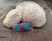 Cute needle felted fish badge