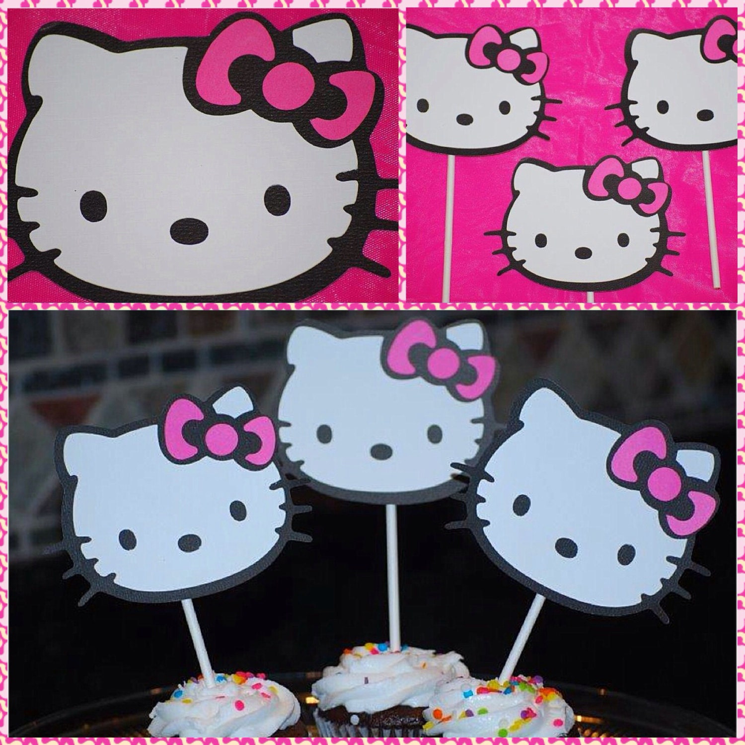Hello Kitty cupcake sticks toppers