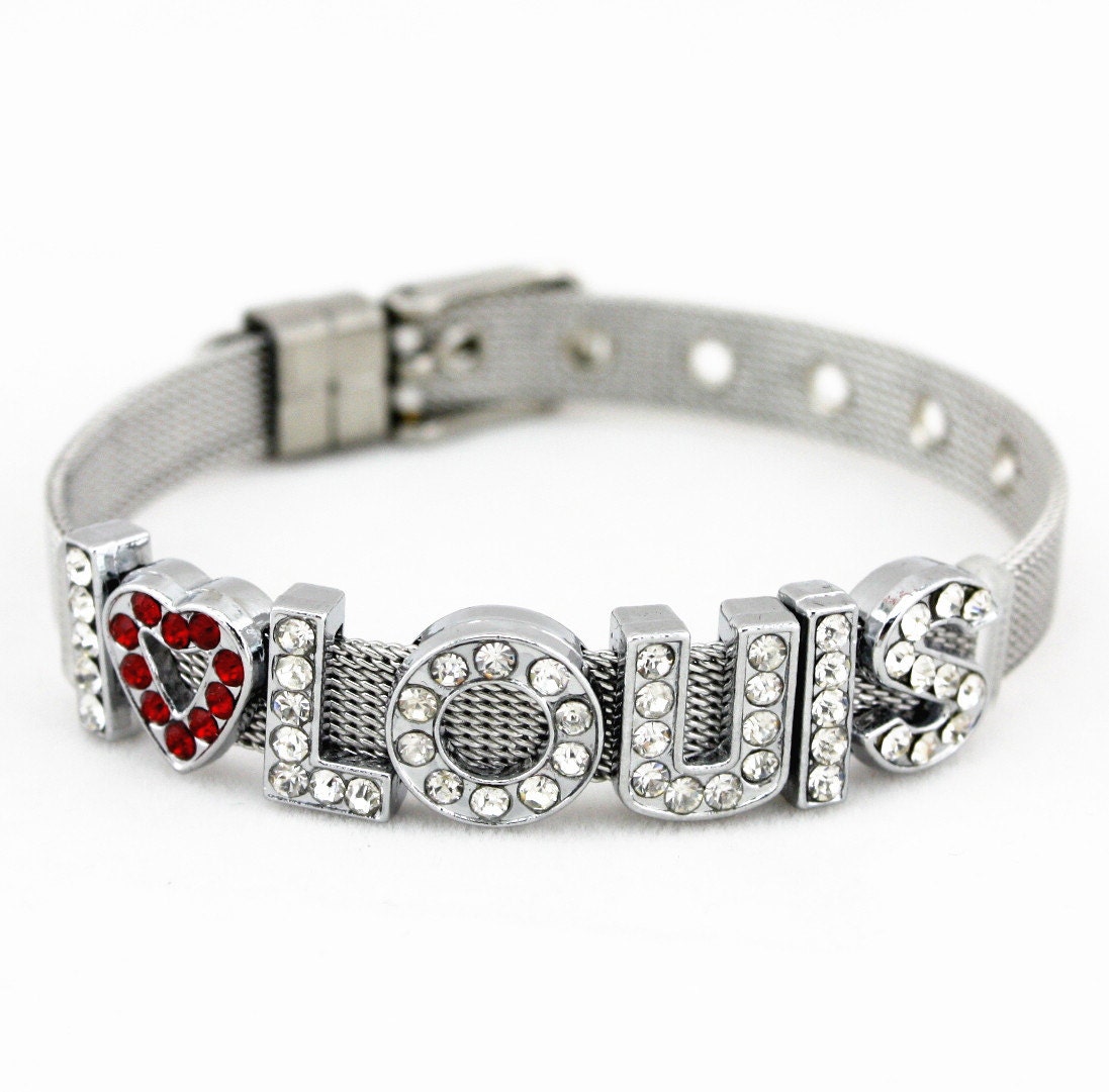One Direction DIY 1D I love  Louis 1D   Niall Silver Tone Chain Heart Crystals Letter Colorful Bracelet Liam