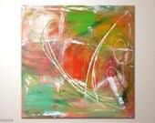 Unique modern art painting: "Pleasure" - abstract artwork -contemporary wall decoration- design - home-decor,green,colorful,energetic