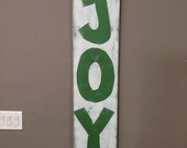 JOY Holiday Christmas Xmas Painted & Distressed Wood Sign Wall Art Decoration