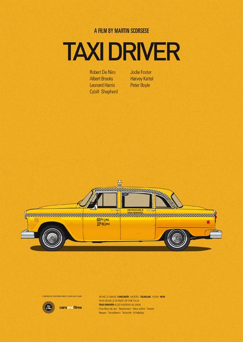 Taxi Driver movie print, poster A4 Cars And Films
