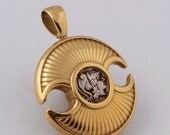 Silver Coin Pendant With Ancient Greek Goddess Athena
