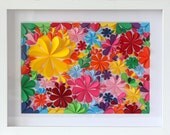 White Box Frame Handmade 3D Art Blossom Flowers Garden Hearts Handcut Colorful Wall Decoration Deco Gift Birthday Wedding Anniversary Spring
