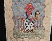 Hand quilted Cowboy crib quilt