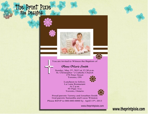 Baptism/Christening Invitations, DIY, PRINTABLE, customized, modern, fun, Yummy Chocolate  Design Event Stationery by The Print Pixie.