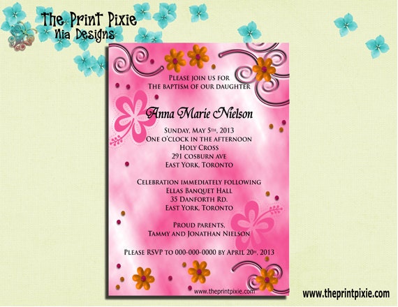 Baptism/Christening Invitations, DIY, PRINTABLE, customized, modern, fun, Penelope Design Event Stationery by The Print Pixie.