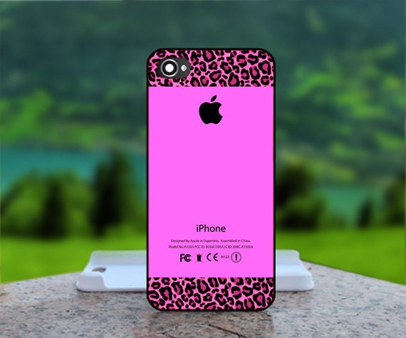 Pink Leopard Print Aplle - Photo Print in Hard Case - For iPhone 4 / 4s Case , iPhone 5 Case - White Case, Black Case (CHOOSE OPTION )