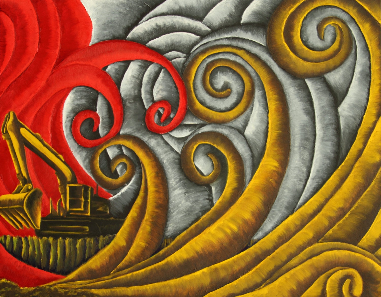 world on a string an original oil painting on linen canvas 28x22