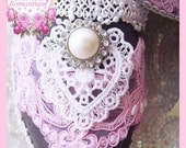 Custom Color Pink  Lace Ash Toms Shabby Chic White Lace Heart Couture Wedding Shoes Bridal Bride Rhinestone Flower Pearl