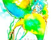 Color Me Pretty Green Print 8 x 10 from Original Watercolor Abstract Floral Illustration by Lana Moes