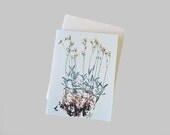 8 Miniature Note Cards-Paper Goods-Blank stationery-Snow in Summer Pressed Flower-Grey Green-Yellow-White-Spring
