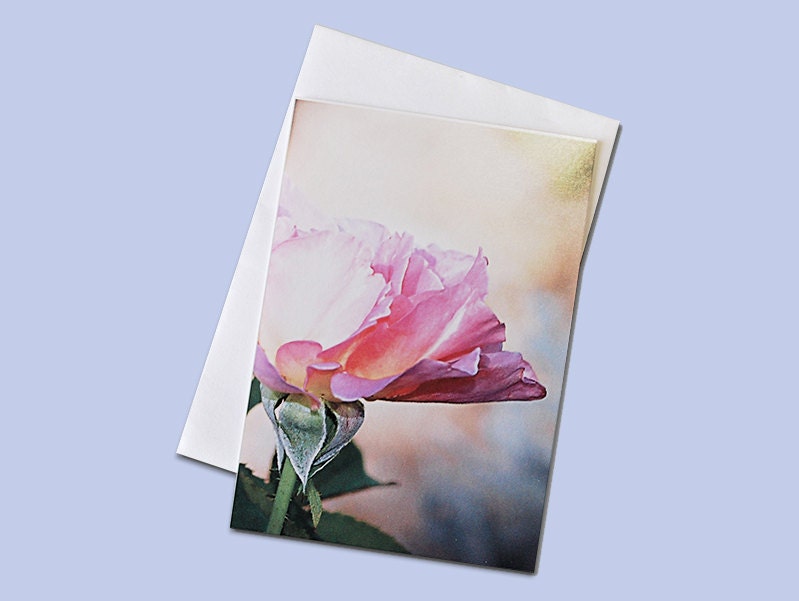 8 Miniature Note Cards-Paper Goods-Blank -Pastel pink peach yellow green white Rose spring summer stationery gift tag art card