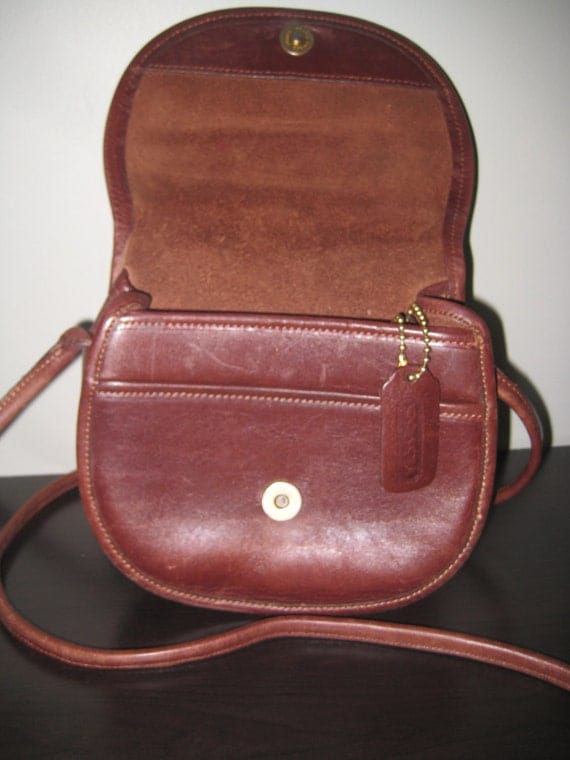 Brown Vintage Leather Coach Saddle Bag Purse by QuintessentialK
