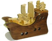 Wooden Toy Pirate Ship Play Set - ThePuzzledOne