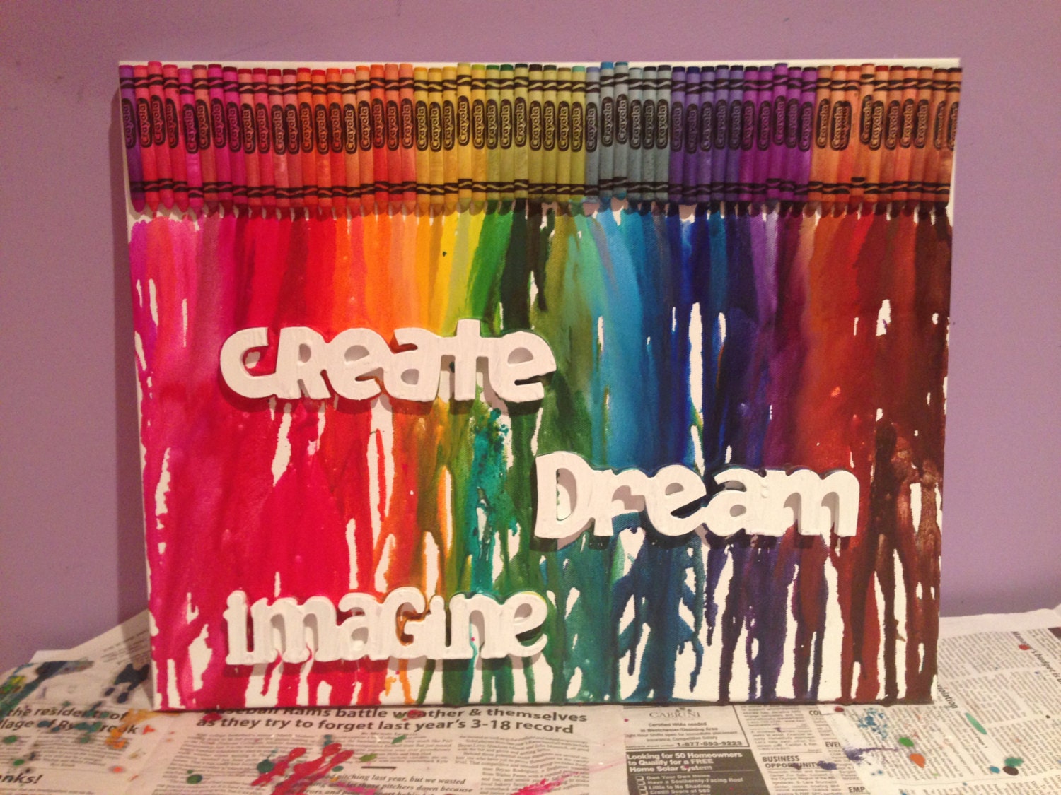 Melted Crayon Art "Create, Dream, Imagine"