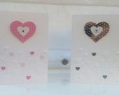 Embossed Hearts Card - White A6 - Polka-dot layered hearts - Crystal detail