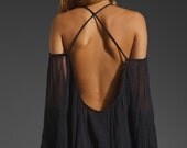 Black Blouse, Bohemian, Boho, Hippie, Black Lace Shirt, Backless Blouse, Womens Blouse