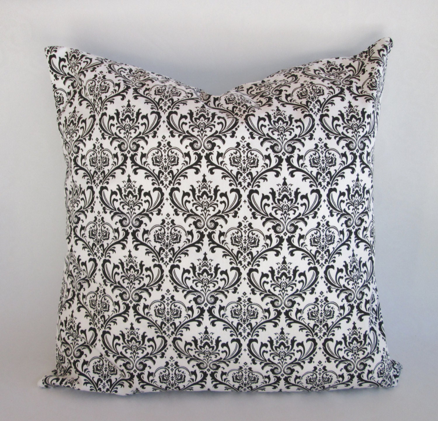 Decorative designer cushion cover 18''x18'' toss pillow accent modern decor cotton Premier Prints Madison White and Black Damask