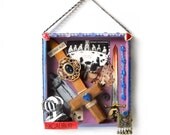 Excalibur Shadow Box - Medieval Altered Art Assemblage - Mixed Media Collage - Recycled Art