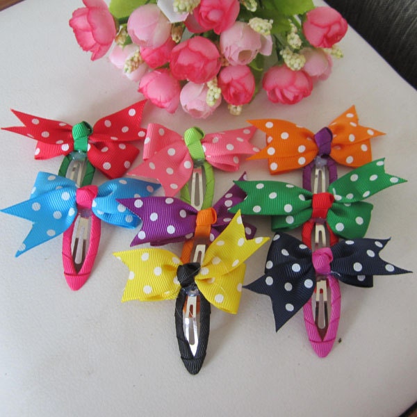 8 Pairs Baby Girl Fashion Hair Bows Hair Pins Bobby Pins Infant Kid's Hair Accessories YYP2