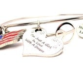 Im Just A Girl In Love With A Seabee With Hand Painted American Flag bangle bracelet