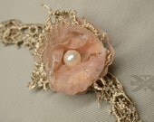 Lace Rose Necklace, wrist wrap, boot wrap, Recycled curtain lace, upcycled accessory,recycled clothing, Txtisles Item No. 042