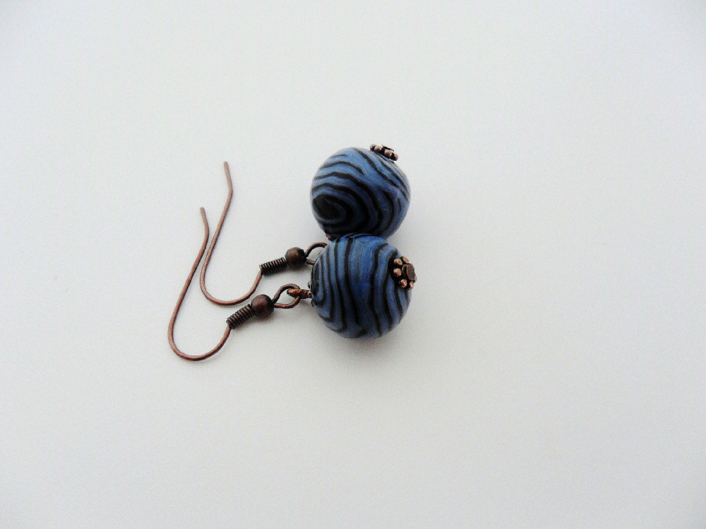 Black and blue polymer clay earings
