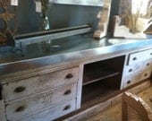 Vintage Dry Goods Zinc Top Sideboard/Console/Store Counter