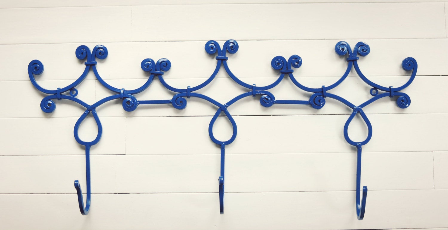 Cobalt Blue / Metal Wall Hanger / Wall Hooks / Jewelry Rack / Towel Rack / Coat Hook / Metal Wall Decor / Blue Home Decor