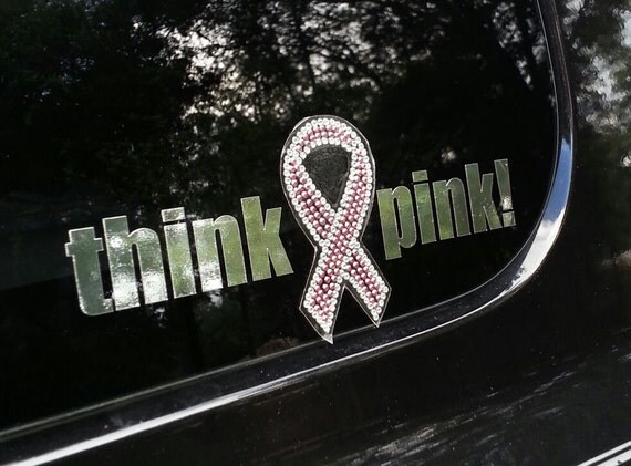 Breast Cancer Think Pink Rhinestone Car Window by CraveGraphix