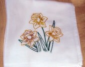 Cotton Embroidered Daffodil Kitchen Dish Towel