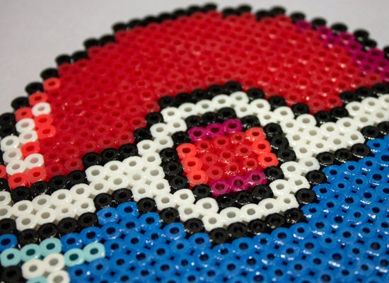 Pepsi Logo Pokeball Charm // Bead Sprite Icon in Red, White and Blue // 5.25 X 5.25 Inch Design