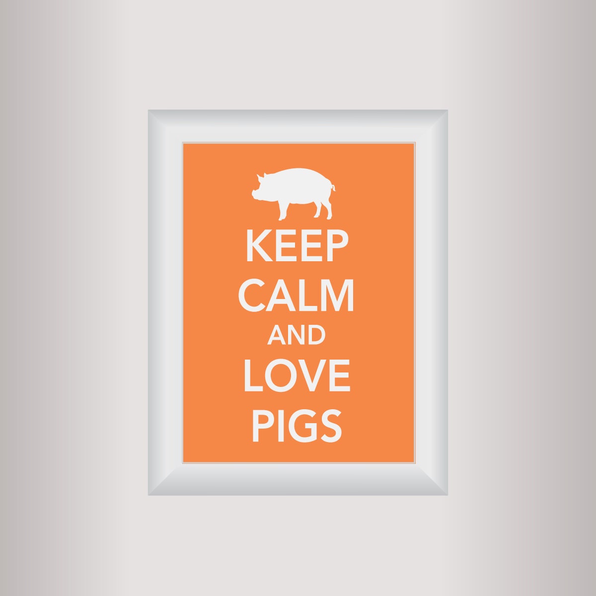 Pig Decor Art / Keep Calm Art Print / Living room Art /