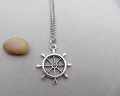 HOT-Wholesale silver Rudder necklace antique jewelry steampunk gift