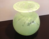 Hand-blown, Lime-green round-bodied vase