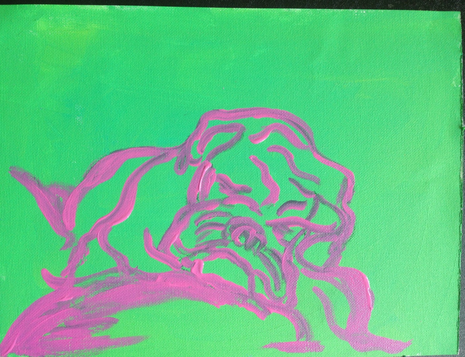 Bulldog painting on canvas paper