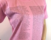 Les Miserables Shirt PINK Hand Printed Text Book Tshirt Workout Tee Soft Pima Cotton Screen Printed Shirt Classical Literature Book Tshirt