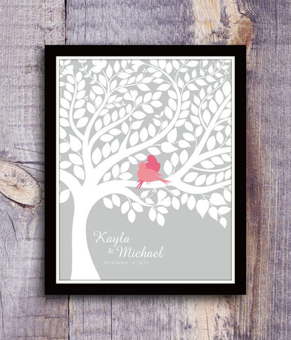 16x20 Personalized Wedding Tree Guest Book. 140 Guest Sign in. Great for Wedding, Bridal Shower, Anniversary. T097