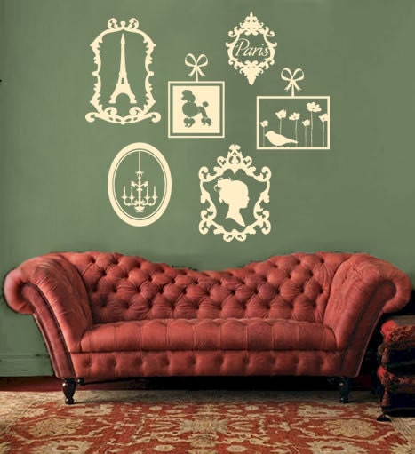Wall Decal French Frames World Travel Paris Furniture Home Decor Vinyl Sticker