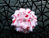 Zombaby Sabbath Bloody Sabbath Gore Blood Splatter White & Red Rockabilly Rose Flower Clip