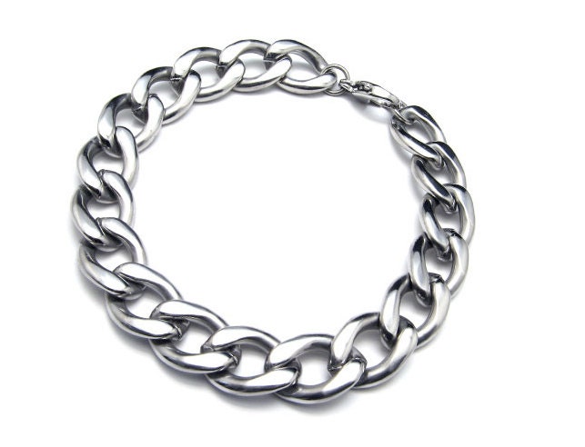 Stainless Steel Heavy Metal Chain Bracelet with Lobster Claw Clasp for Rockers, Motor Bikers, Gift for Boyfriends