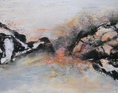Original modern abstract oil painting, black and white, handmade wall art 100 x 60 cm